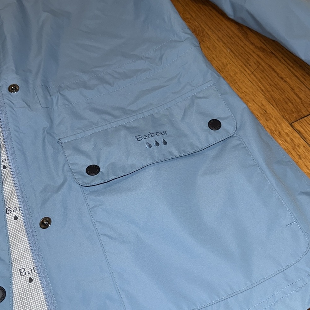 Barbour Sky Blue Hooded Trench Coat - Picture 6 of 10